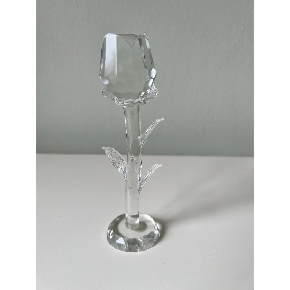 Vintage Glass Rose Tulip Flower Long Stem *Read One Broken Petal - Picture 2 of 7